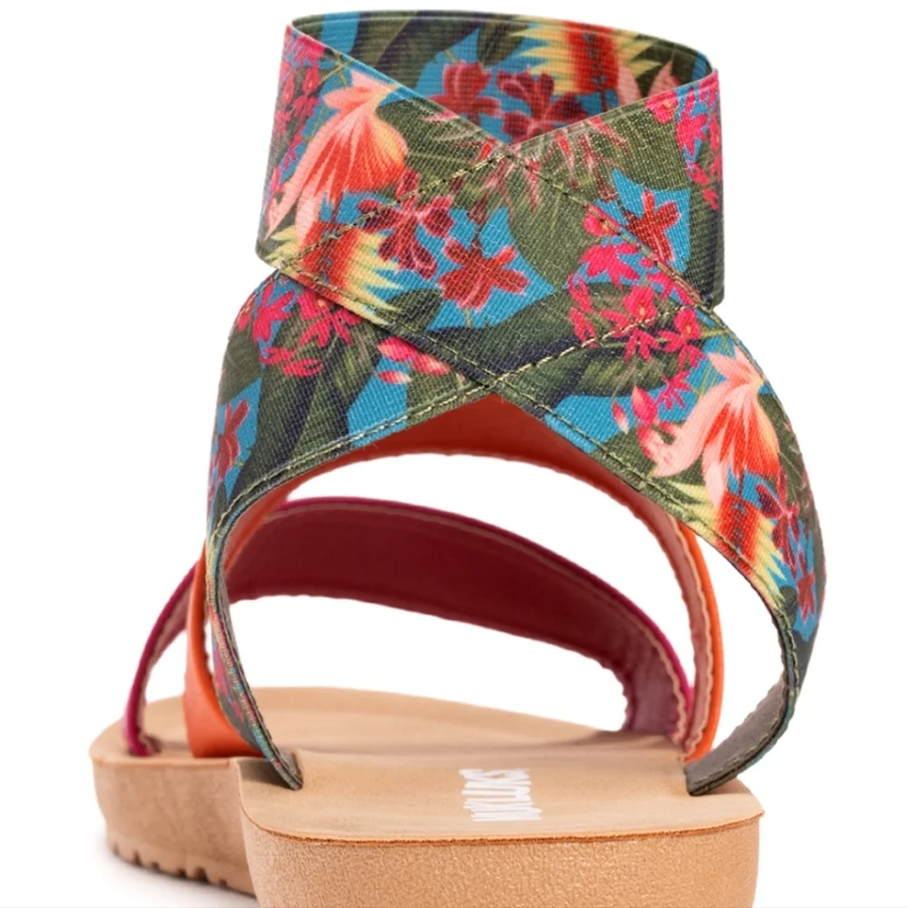 Muk Luks Pink Multicolor Floral Ankle-Strap About Me Sandal - Women Sizexs 8 - Picture 5 of 6